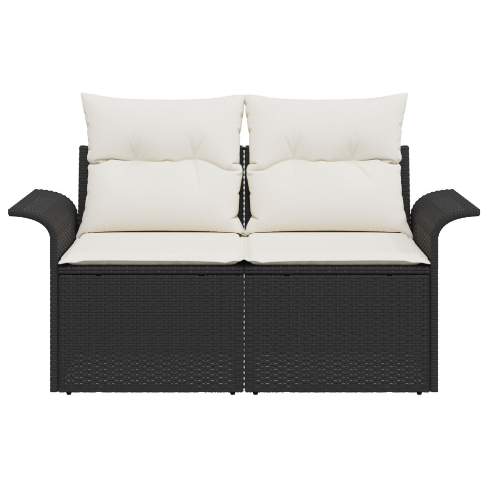 Produktbild för Trädgårdsoffa med kudde Svart 141 x 62 x 69cm konstrotting