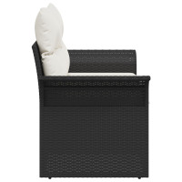 Produktbild för Trädgårdsoffa med kudde Svart 141 x 62 x 69cm konstrotting