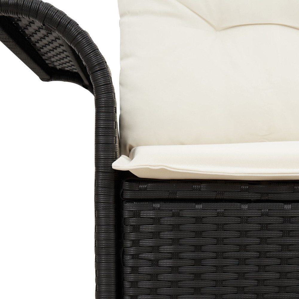 Produktbild för Trädgårdsoffa med kudde Svart 141 x 62 x 69cm konstrotting