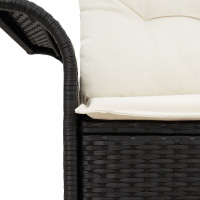 Produktbild för Trädgårdsoffa med kudde Svart 141 x 62 x 69cm konstrotting