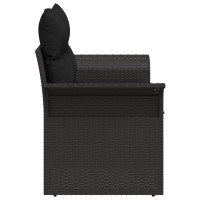 Produktbild för Trädgårdsoffa med kudde Svart 141 x 62 x 69cm konstrotting
