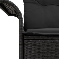 Produktbild för Trädgårdsoffa med kudde Svart 141 x 62 x 69cm konstrotting