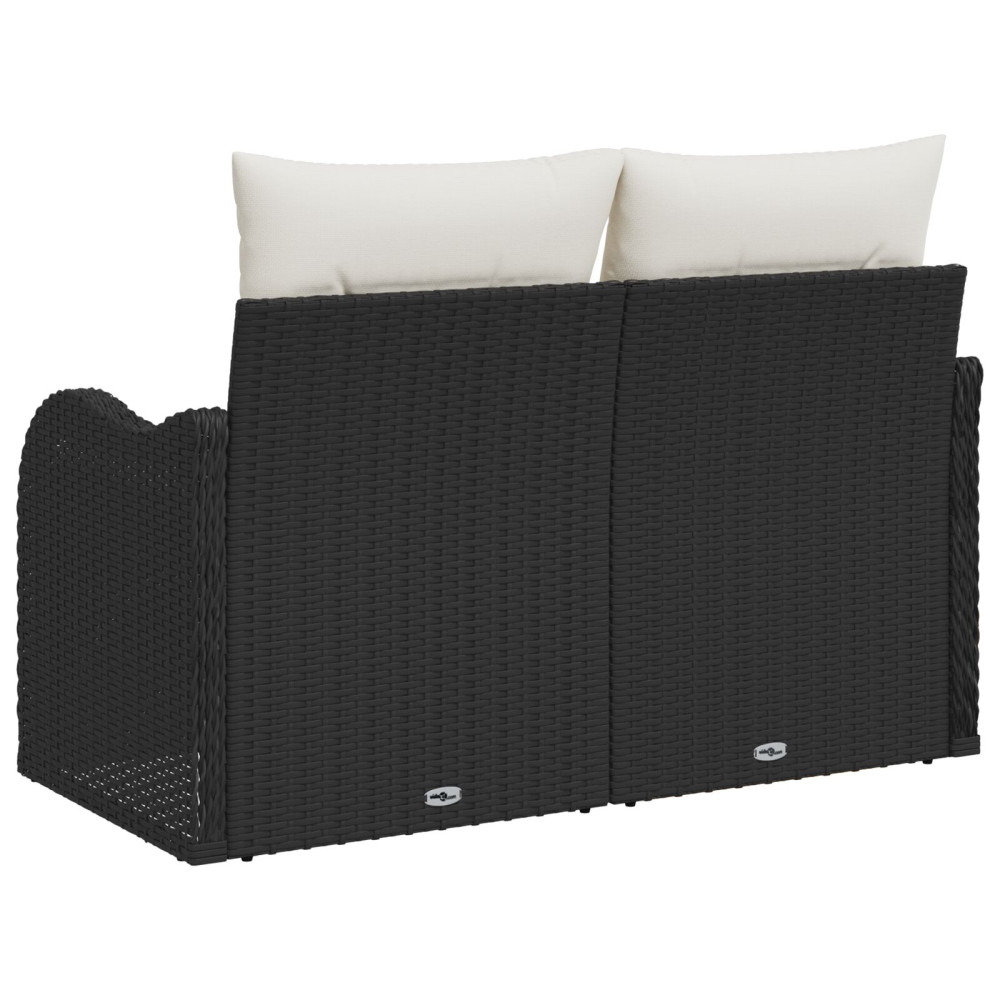 Produktbild för Trädgårdsoffa med kudde Svart 121 x 62 x 69cm konstrotting