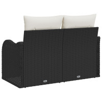 Produktbild för Trädgårdsoffa med kudde Svart 121 x 62 x 69cm konstrotting