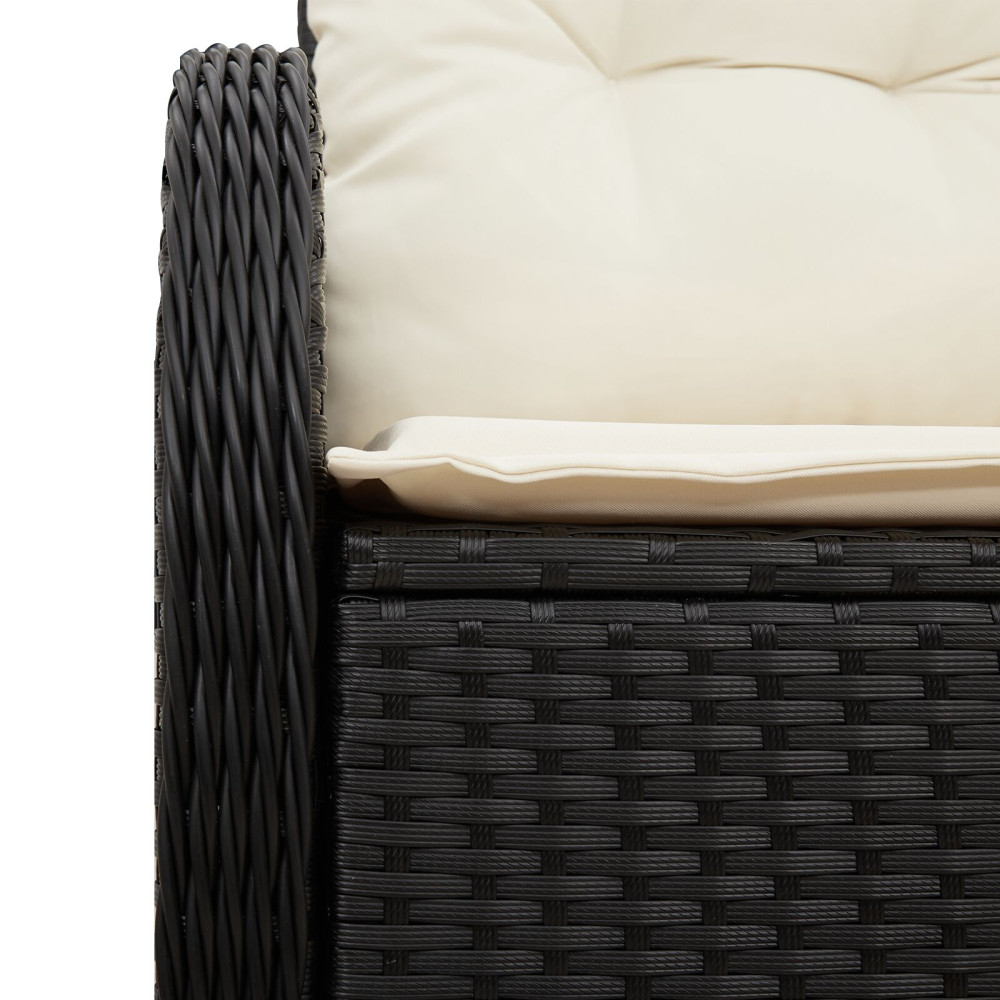 Produktbild för Trädgårdsoffa med kudde Svart 121 x 62 x 69cm konstrotting