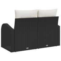 Produktbild för Trädgårdsoffa med kudde Svart 124 x 62 x 69 cm konstrotting
