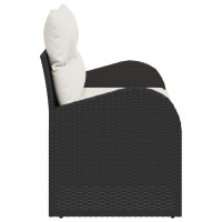 Produktbild för Trädgårdsoffa med kudde Svart 124 x 62 x 69 cm konstrotting