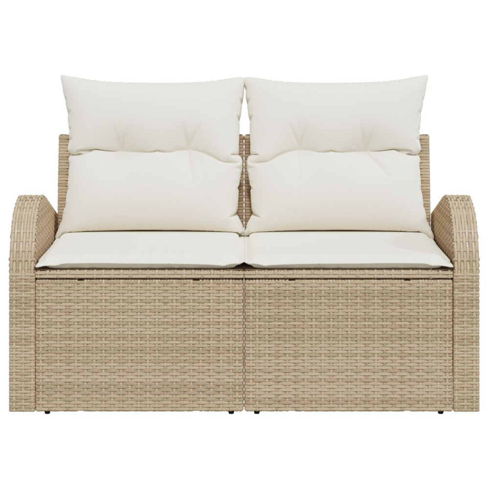 Produktbild för Trädgårdsoffa med kudde Beige 124 x 62 x 69 cm konstrotting