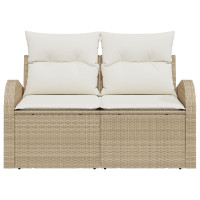 Produktbild för Trädgårdsoffa med kudde Beige 124 x 62 x 69 cm konstrotting