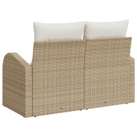 Produktbild för Trädgårdsoffa med kudde Beige 124 x 62 x 69 cm konstrotting