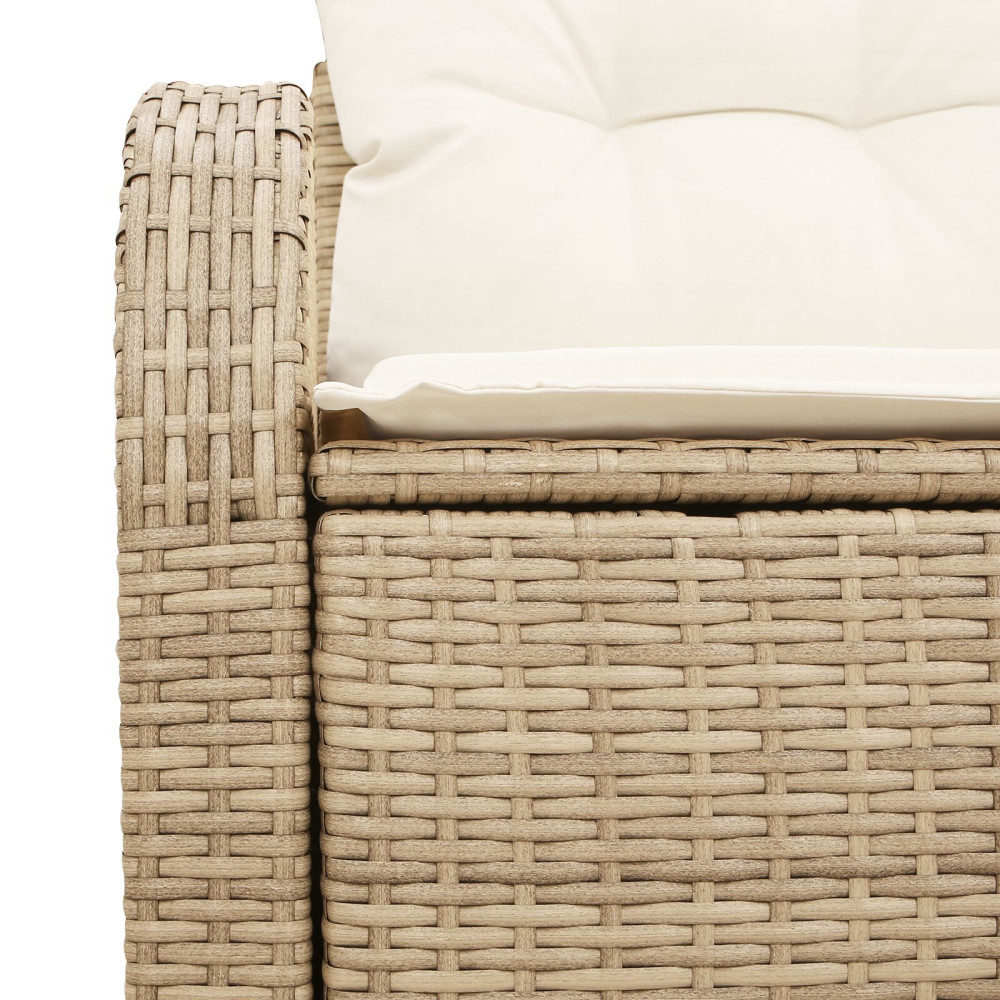 Produktbild för Trädgårdsoffa med kudde Beige 124 x 62 x 69 cm konstrotting