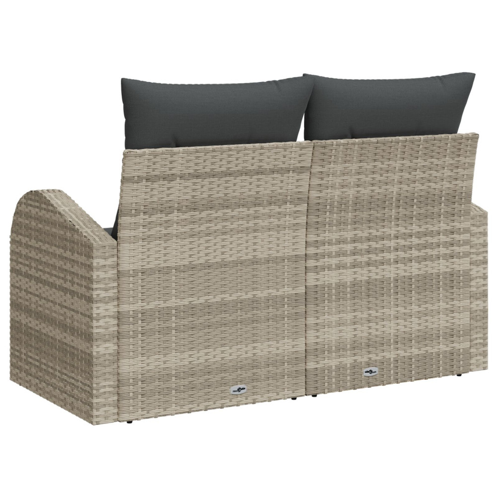 Produktbild för Trädgårdsoffa med kudde Ljusgrå 124 x 62 x 69 cm konstrotting