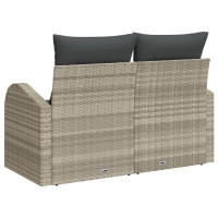 Produktbild för Trädgårdsoffa med kudde Ljusgrå 124 x 62 x 69 cm konstrotting