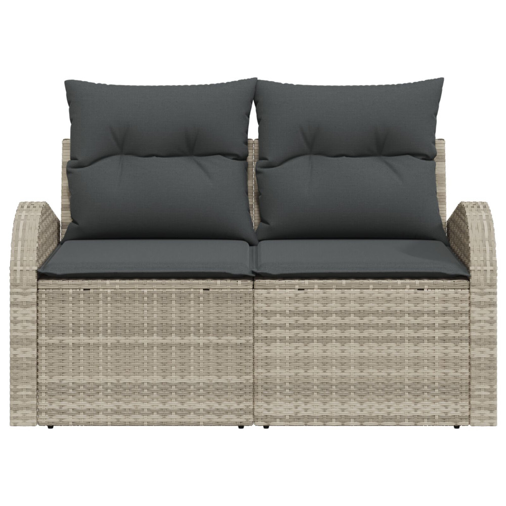 Produktbild för Trädgårdsoffa med kudde Ljusgrå 124 x 62 x 69 cm konstrotting