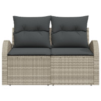 Produktbild för Trädgårdsoffa med kudde Ljusgrå 124 x 62 x 69 cm konstrotting