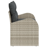 Produktbild för Trädgårdsoffa med kudde Ljusgrå 124 x 62 x 69 cm konstrotting
