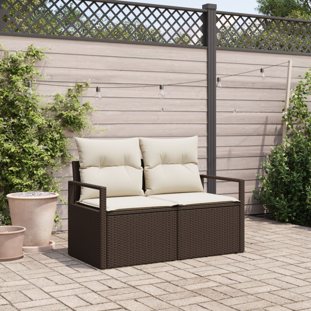 Produktbild för Trädgårdsoffa med kudde 120 x 62 x 69 cm konstrotting
