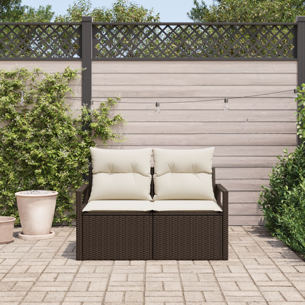 Produktbild för Trädgårdsoffa med kudde 120 x 62 x 69 cm konstrotting