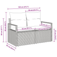 Produktbild för Trädgårdsoffa med kudde 120 x 62 x 69 cm konstrotting