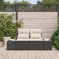 Produktbild för Trädgårdsoffa med kudde Svart 184 x 62 x 69 cm konstrotting