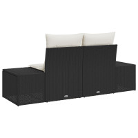 Produktbild för Trädgårdsoffa med kudde Svart 184 x 62 x 69 cm konstrotting