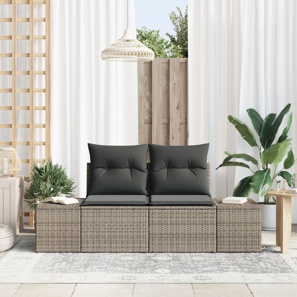 Produktbild för Trädgårdsoffa med kudde Grå 184 x 62 x 69 cm konstrotting