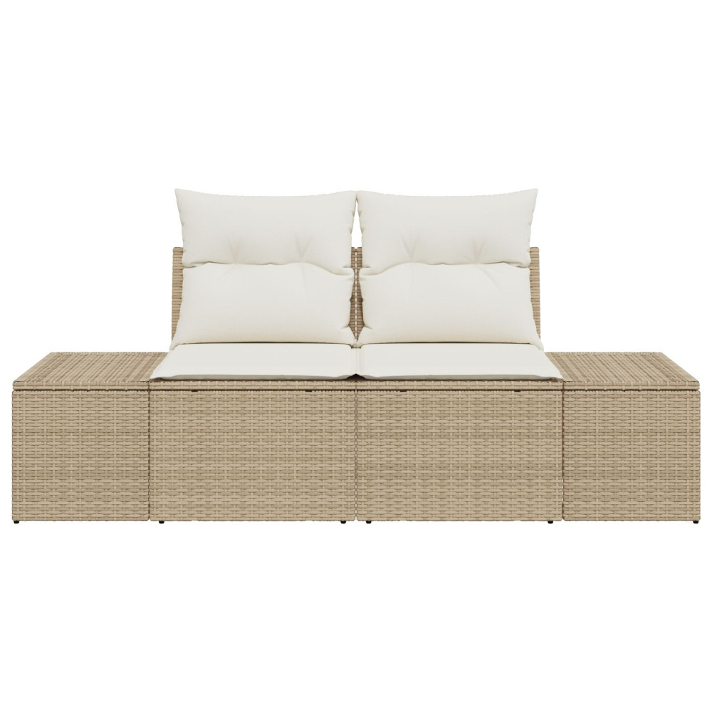 Produktbild för Trädgårdsoffa med kudde Beige 184 x 62 x 69 cm konstrotting
