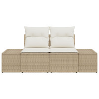 Produktbild för Trädgårdsoffa med kudde Beige 184 x 62 x 69 cm konstrotting