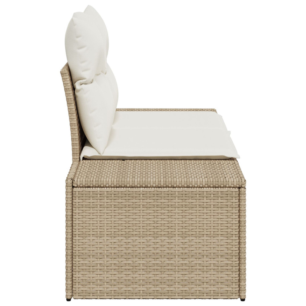 Produktbild för Trädgårdsoffa med kudde Beige 184 x 62 x 69 cm konstrotting