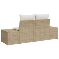 Produktbild för Trädgårdsoffa med kudde Beige 184 x 62 x 69 cm konstrotting