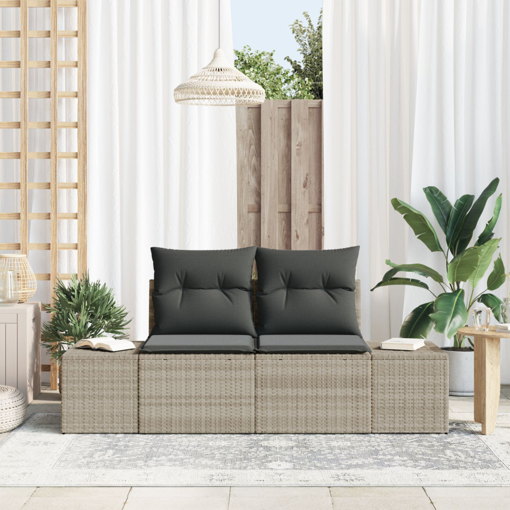 Produktbild för Trädgårdsoffa med kudde Grå 184 x 62 x 69 cm konstrotting