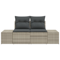 Produktbild för Trädgårdsoffa med kudde Grå 184 x 62 x 69 cm konstrotting