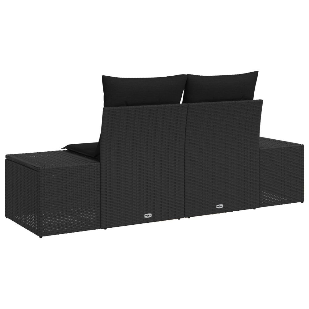 Produktbild för Trädgårdsoffa med kudde Svart 184 x 62 x 69 cm konstrotting