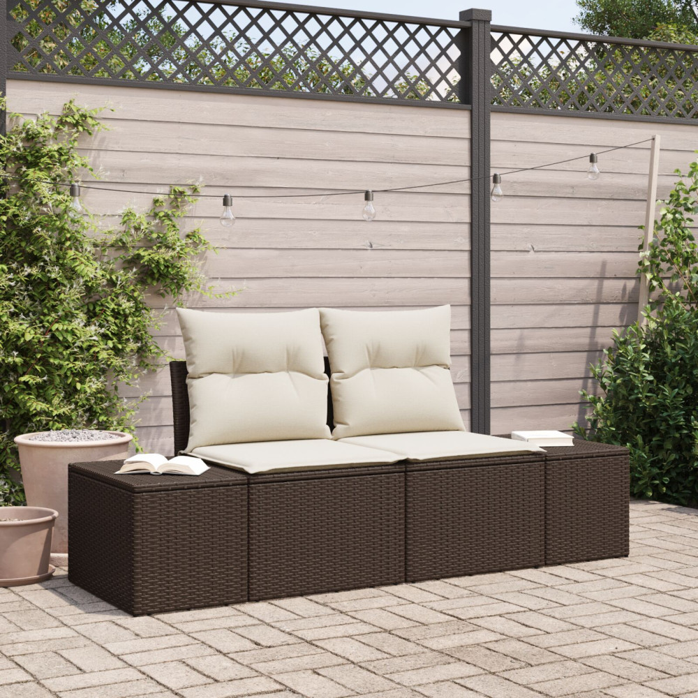 Produktbild för Trädgårdsoffa med kudde Brun 184 x 62 x 69 cm konstrotting