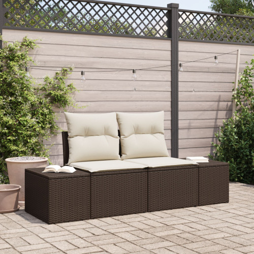 vidaXL Trädgårdsoffa med kudde Brun 184 x 62 x 69 cm konstrotting