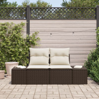 Produktbild för Trädgårdsoffa med kudde Brun 184 x 62 x 69 cm konstrotting