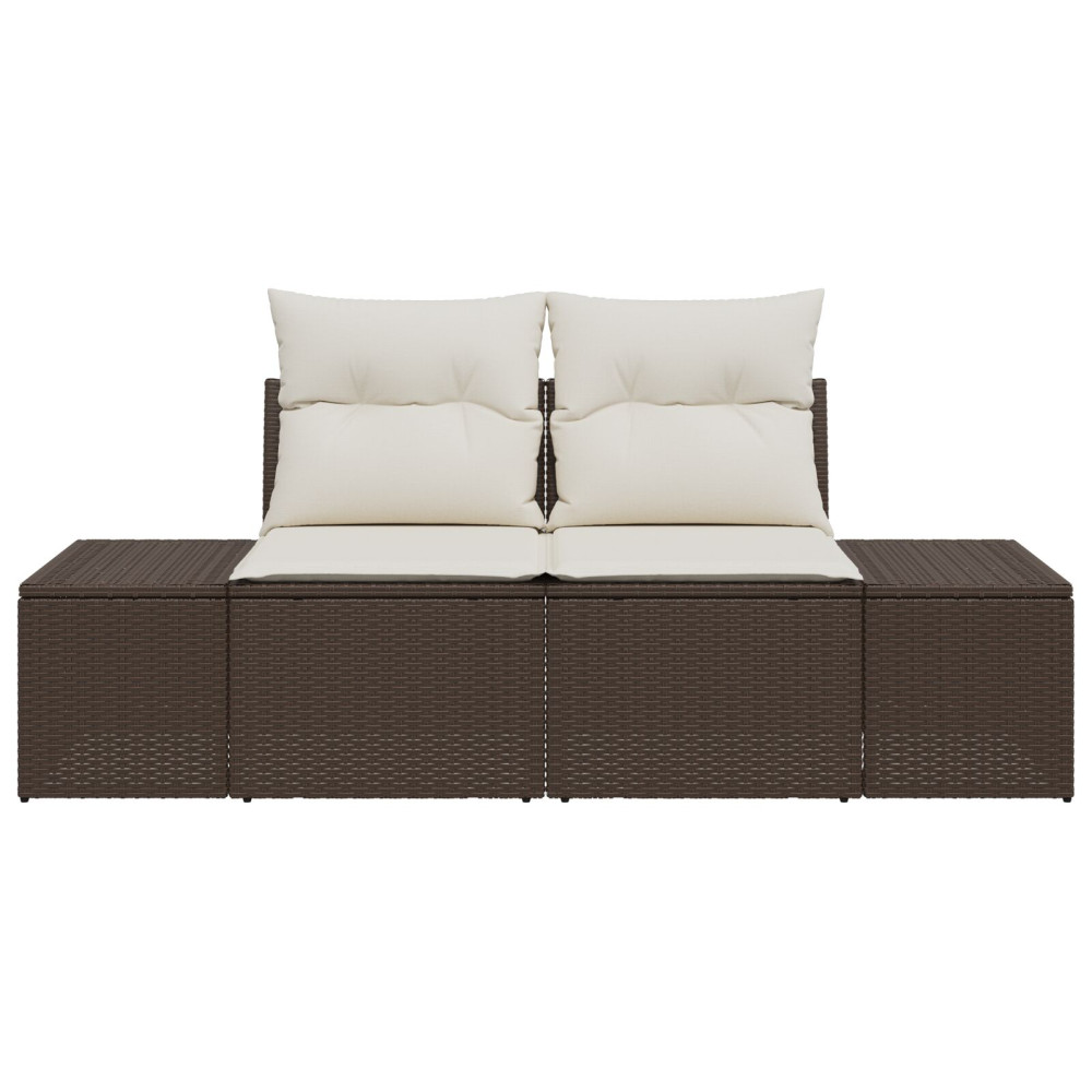 Produktbild för Trädgårdsoffa med kudde Brun 184 x 62 x 69 cm konstrotting