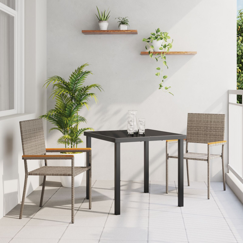 Produktbild för Trädgårds stapelbara stolar 2 pcs Grå och Brun 54 x 56 x 90 cm