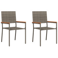 Produktbild för Trädgårds stapelbara stolar 2 pcs Grå och Brun 54 x 56 x 90 cm