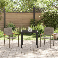 Produktbild för Trädgårds stapelbara stolar 2 pcs Grå och Brun 54 x 56 x 90 cm