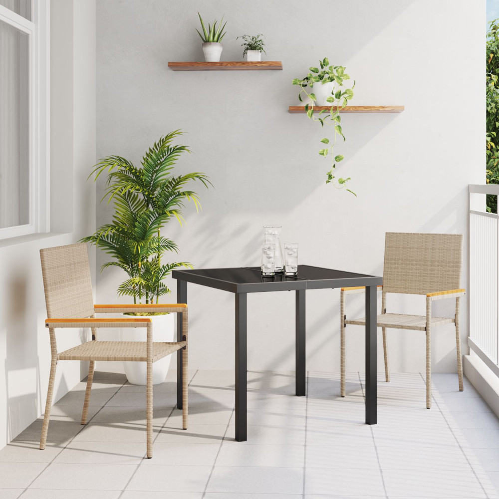 Produktbild för Trädgårds stapelbara stolar 2 pcs Kräm och brun 54 x 56 x 90 cm