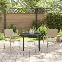 Produktbild för Trädgårds stapelbara stolar 2 pcs Kräm och brun 54 x 56 x 90 cm