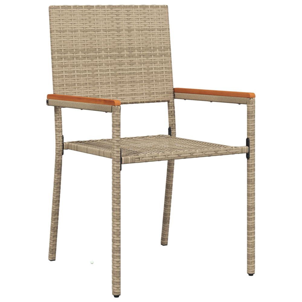 Produktbild för Trädgårds stapelbara stolar 2 pcs Kräm och brun 54 x 56 x 90 cm