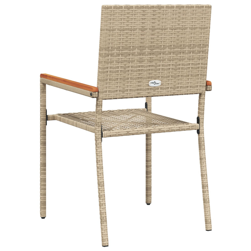 Produktbild för Trädgårds stapelbara stolar 2 pcs Kräm och brun 54 x 56 x 90 cm