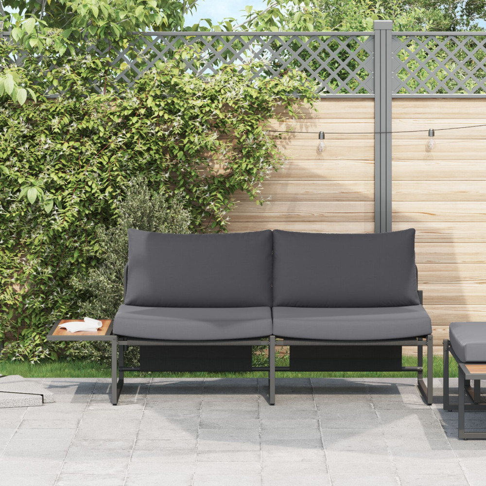 Produktbild för Trädgårdsoffa med kudde Antracit 200,5 x 70 x 85,5 cm Stål