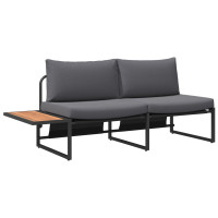 Produktbild för Trädgårdsoffa med kudde Antracit 200,5 x 70 x 85,5 cm Stål