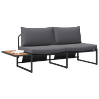 Produktbild för Trädgårdsoffa med kudde Antracit 200,5 x 70 x 85,5 cm Stål