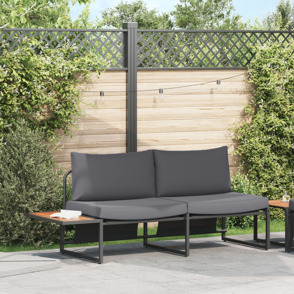 Produktbild för Trädgårdsoffa med kudde Antracit 200,5 x 70 x 85,5 cm Stål