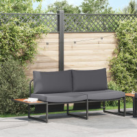 Produktbild för Trädgårdsoffa med kudde Antracit 200,5 x 70 x 85,5 cm Stål