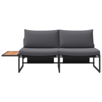Produktbild för Trädgårdsoffa med kudde Antracit 200,5 x 70 x 85,5 cm Stål